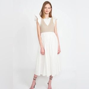 En Saison Raya Layered White Midi Dress